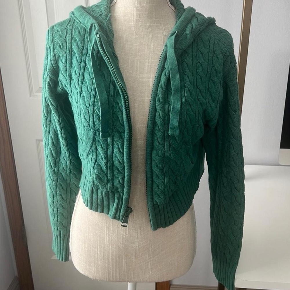 Green Cable Knit Women's Sweater